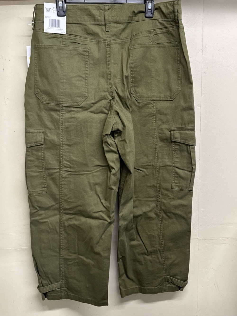 Jessica Simpson Women's Olive Green Cotton Cargo Adjustable Leg Pants Size 14